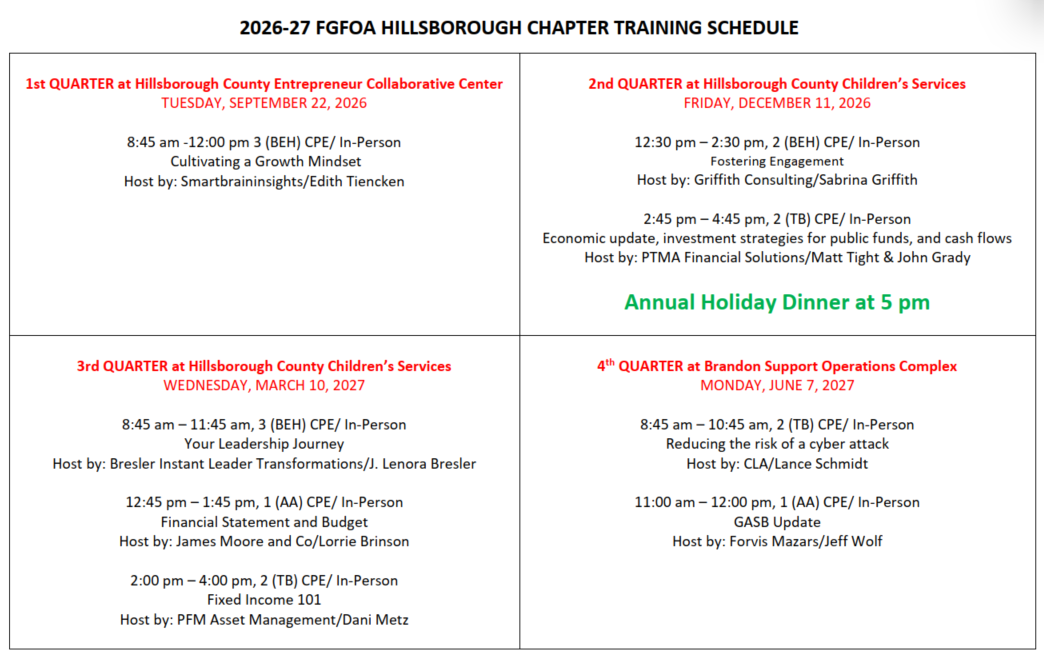 Screenshot Hillsborough Training Schedule